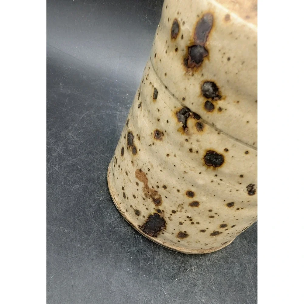 Gustave Tiffoche Corse Speckled Stoneware Jar with Cork Lid Rustic Cream 6